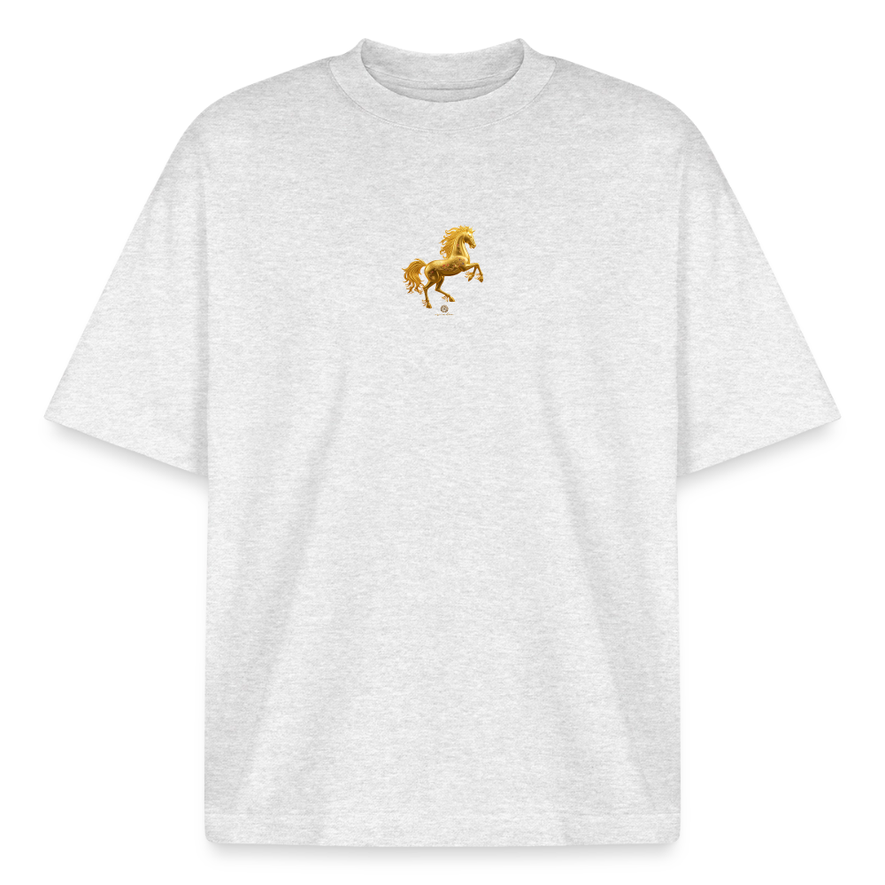 Heavyweight Unisex Bio T-Shirt "Feuerpferd - Kühles Grau meliert