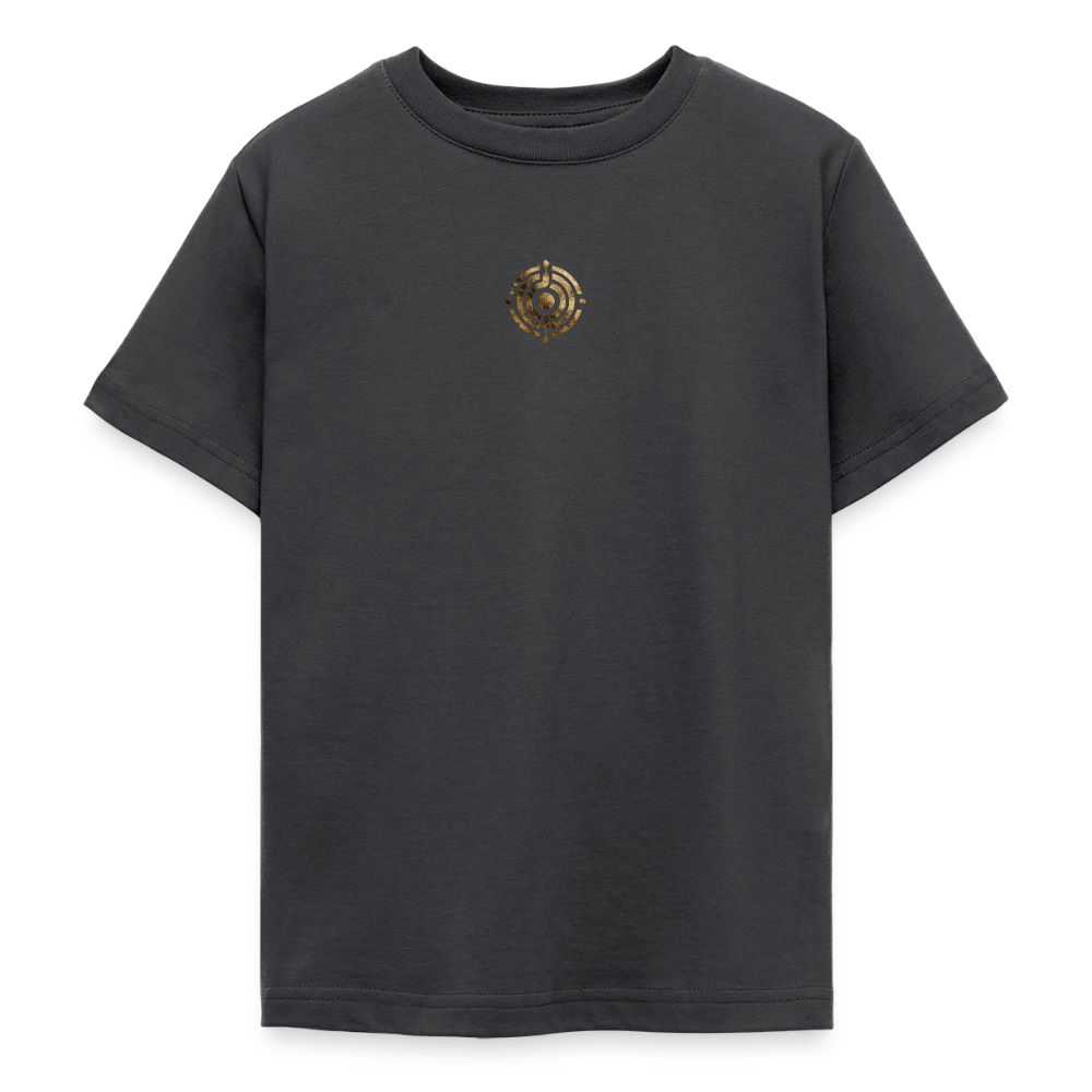 Teenager T-Shirt "Effatá" Rückseite "Die stille Kraft für den inneren Frieden." - Dunkelgrau