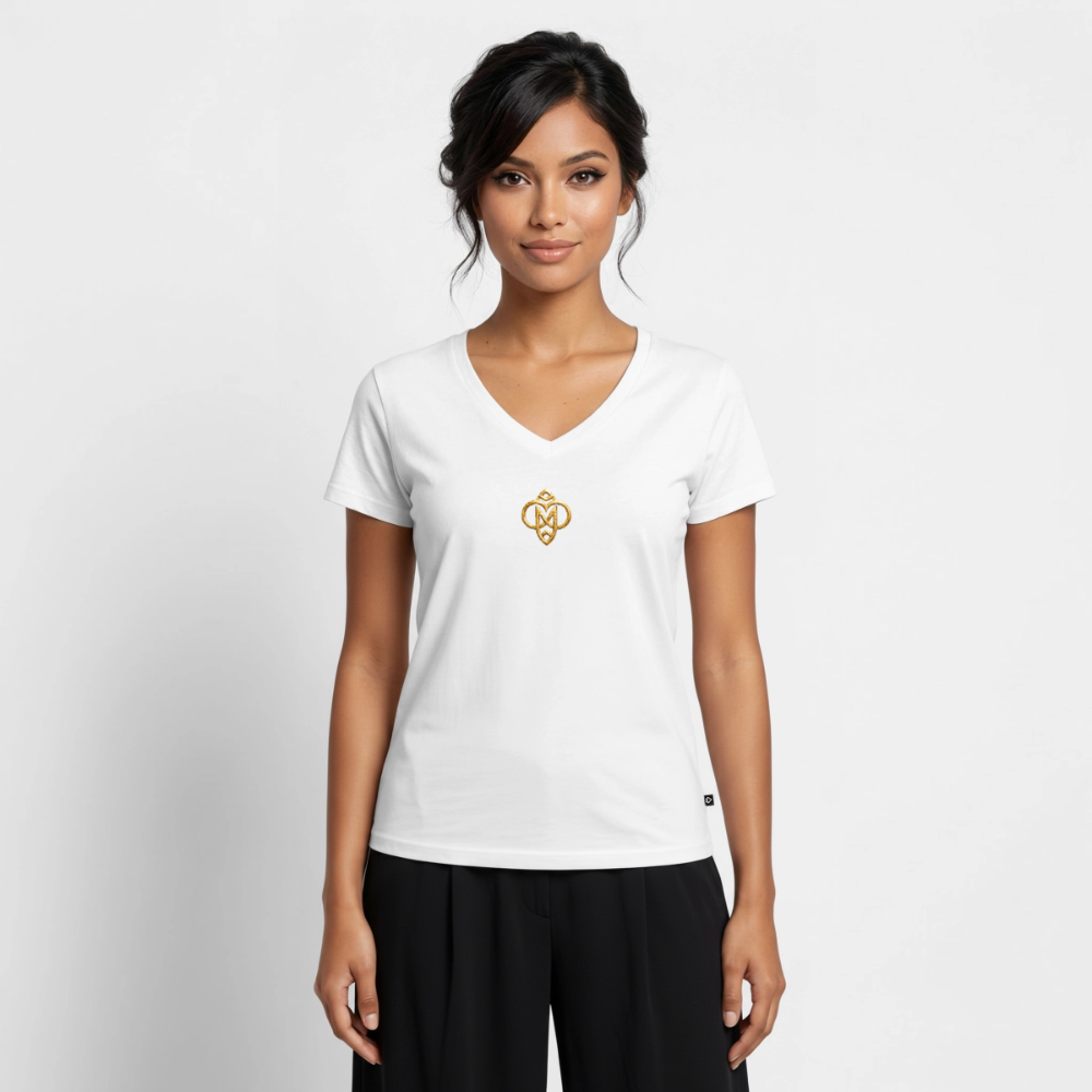 Frauen Bio-T-Shirt mit V-Ausschnitt höchste Monade - Weiß