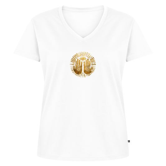 Frauen Bio-T-Shirt mit V-Ausschnitt "An'Anasha" - Weiß
