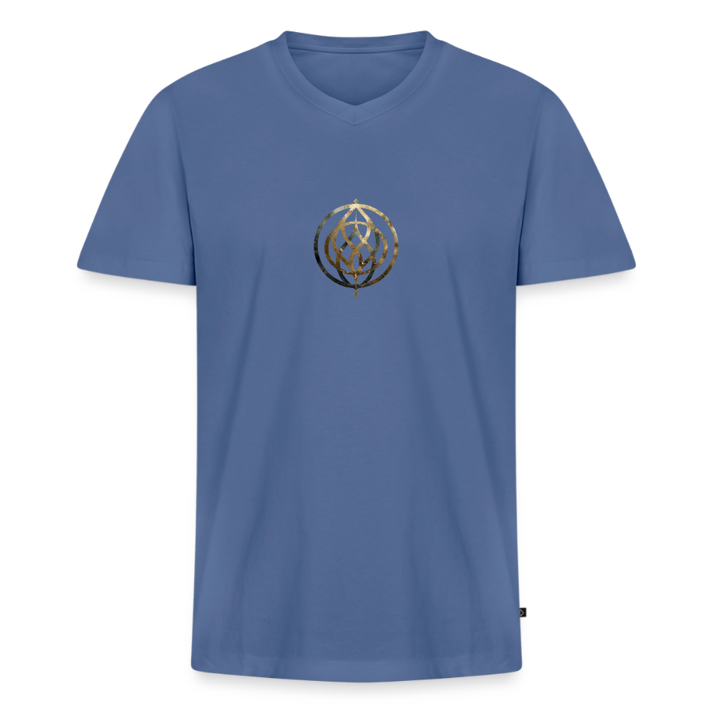 Männer Bio-T-Shirt mit V-Ausschnitt „Pax Interna“ - Taubenblau