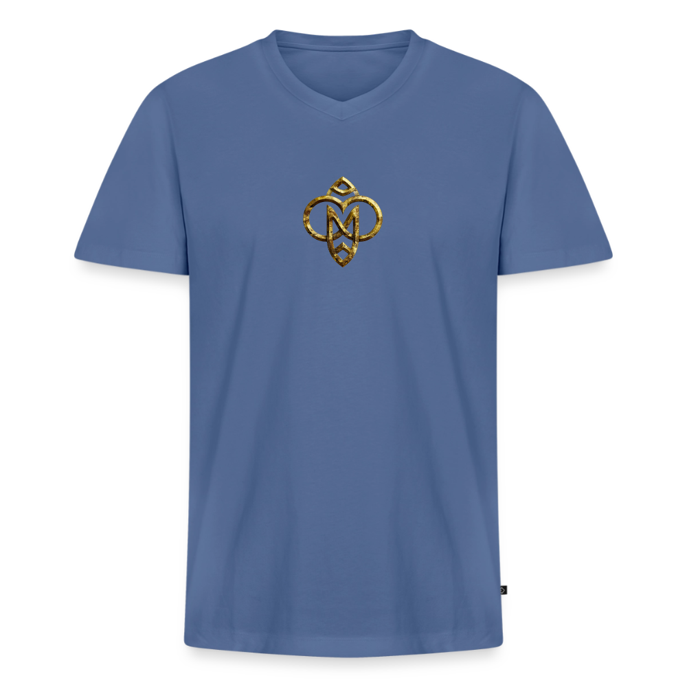 Männer Bio-T-Shirt mit V-Ausschnitt "Höchste Monade" - Taubenblau