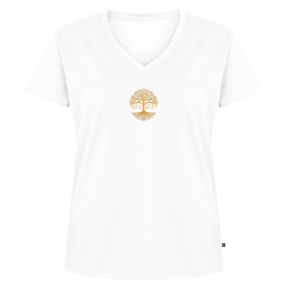 Frauen Bio-T-Shirt mit V-Ausschnitt  Weltenbaum - Weiß