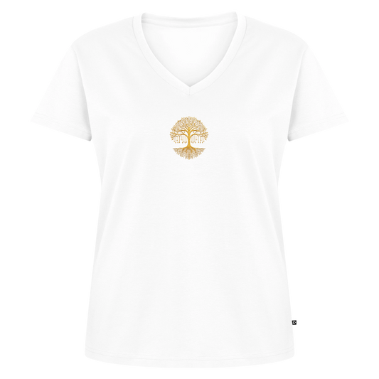 Frauen Bio-T-Shirt mit V-Ausschnitt  Weltenbaum - Weiß
