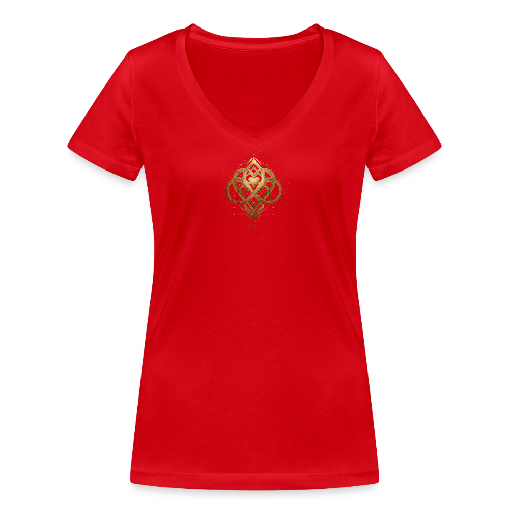 Frauen Bio-T-Shirt mit V-Ausschnitt "Agape" - Rot