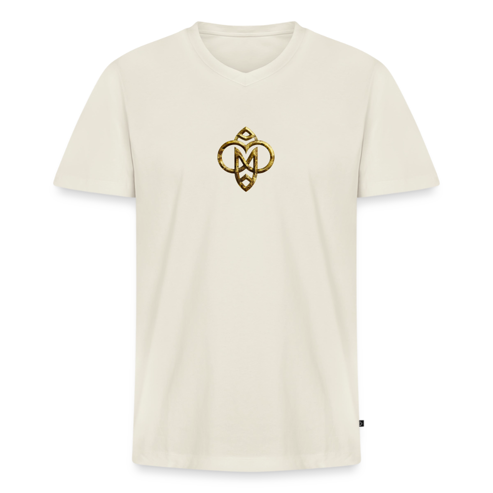 Männer Bio-T-Shirt mit V-Ausschnitt "Höchste Monade" - Naturweiß