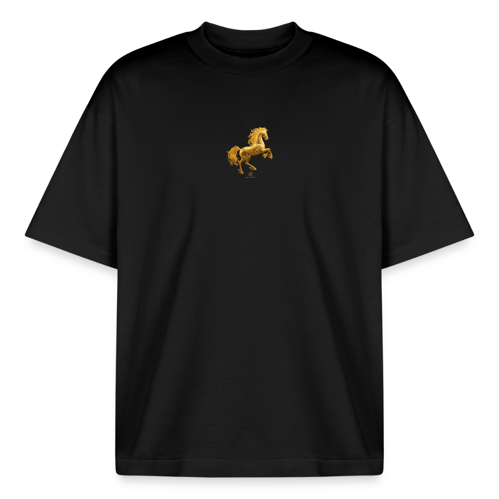Heavyweight Unisex Bio T-Shirt "Feuerpferd - Schwarz