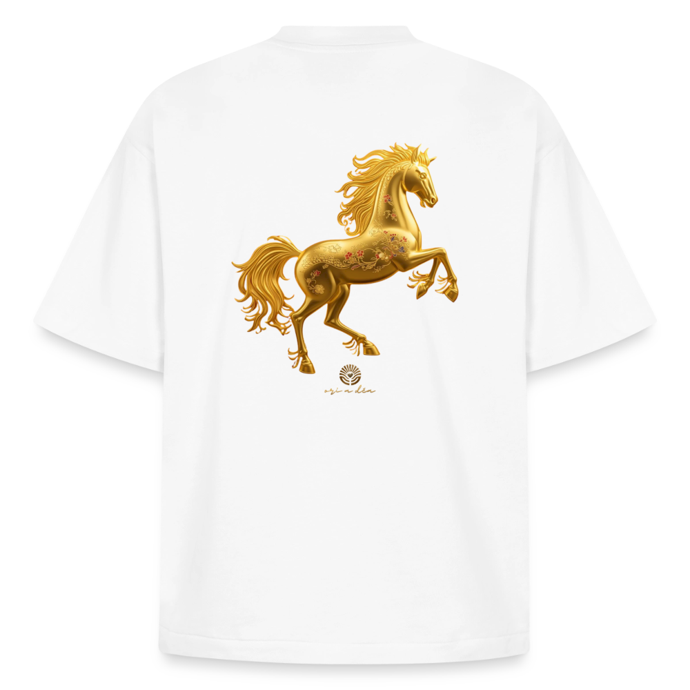 Heavyweight Unisex Bio T-Shirt "Feuerpferd - Weiß