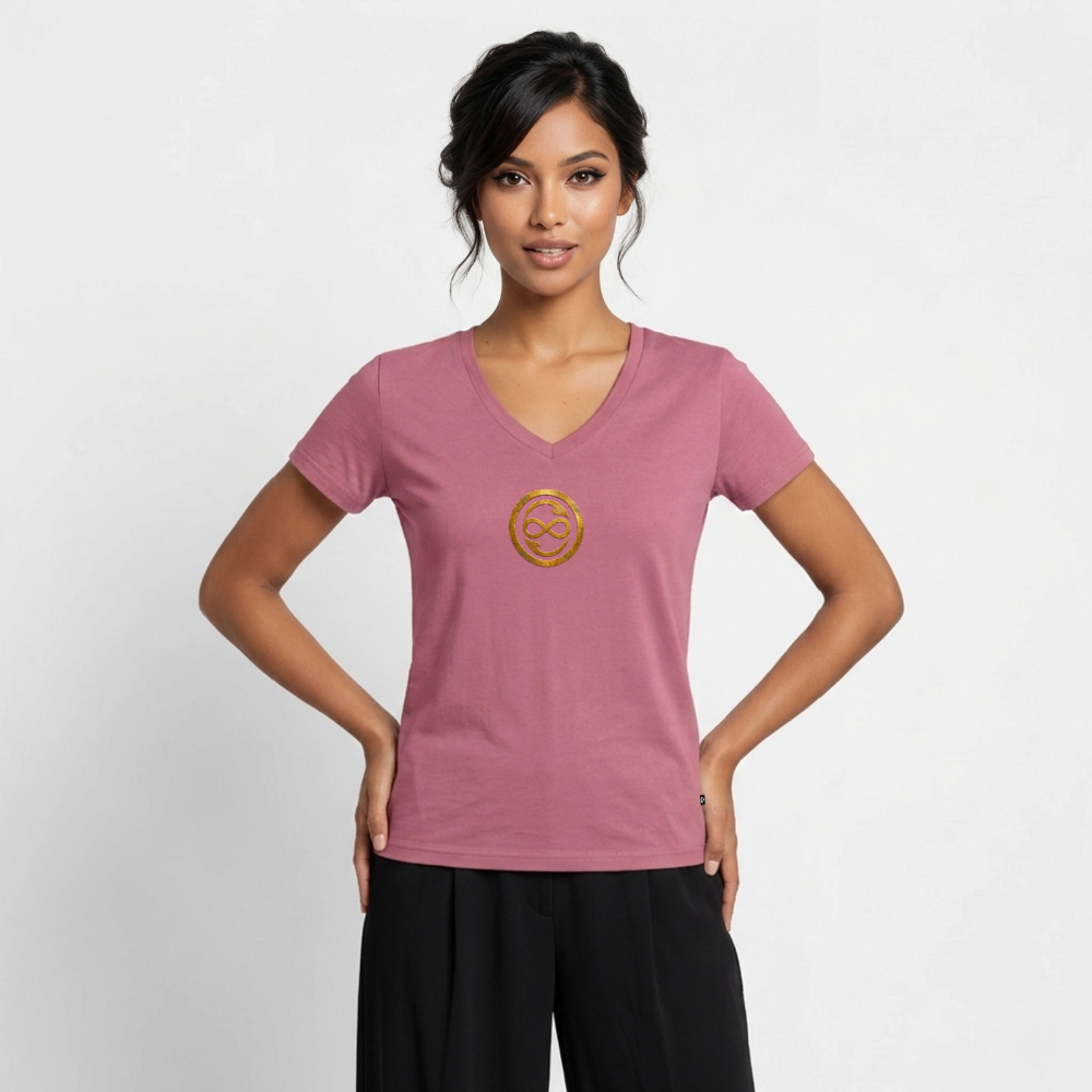 Frauen Bio-T-Shirt mit V-Ausschnitt ANIMA AETERNA - Mauve
