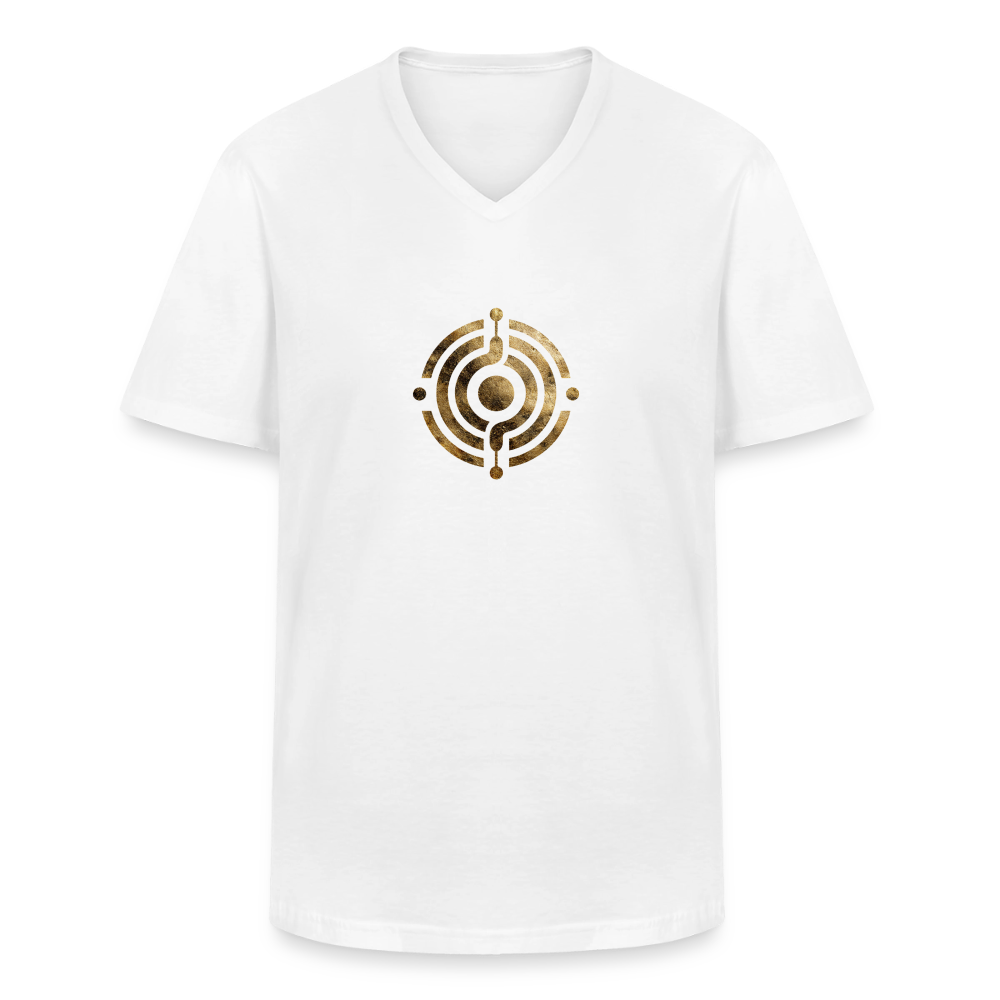 Klassisches Männer-T-Shirt mit V-Ausschnitt Atme - Lächle - Lausche - Weiß