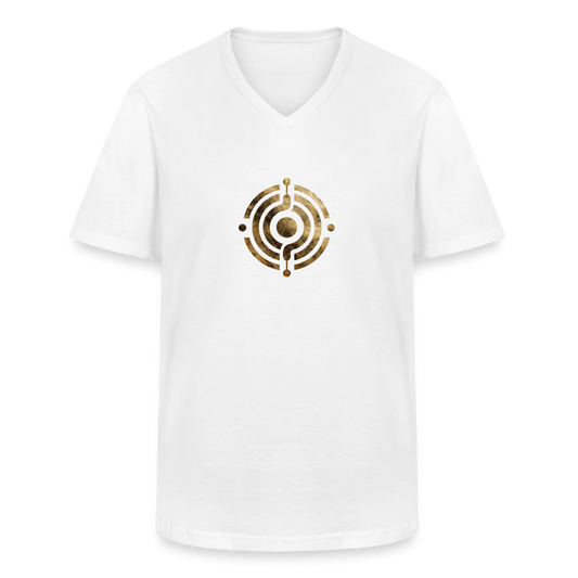 Klassisches Männer-T-Shirt mit V-Ausschnitt Atme - Lächle - Lausche - Weiß