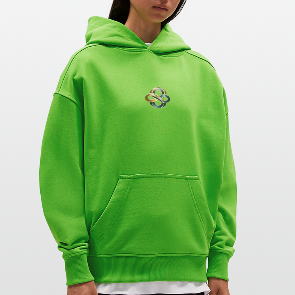 chiSign Quantenheilsymbol  Wissen und Selbstbildung Heavyweight Oversized Organic Hoodie Made in EU - Apple Neon