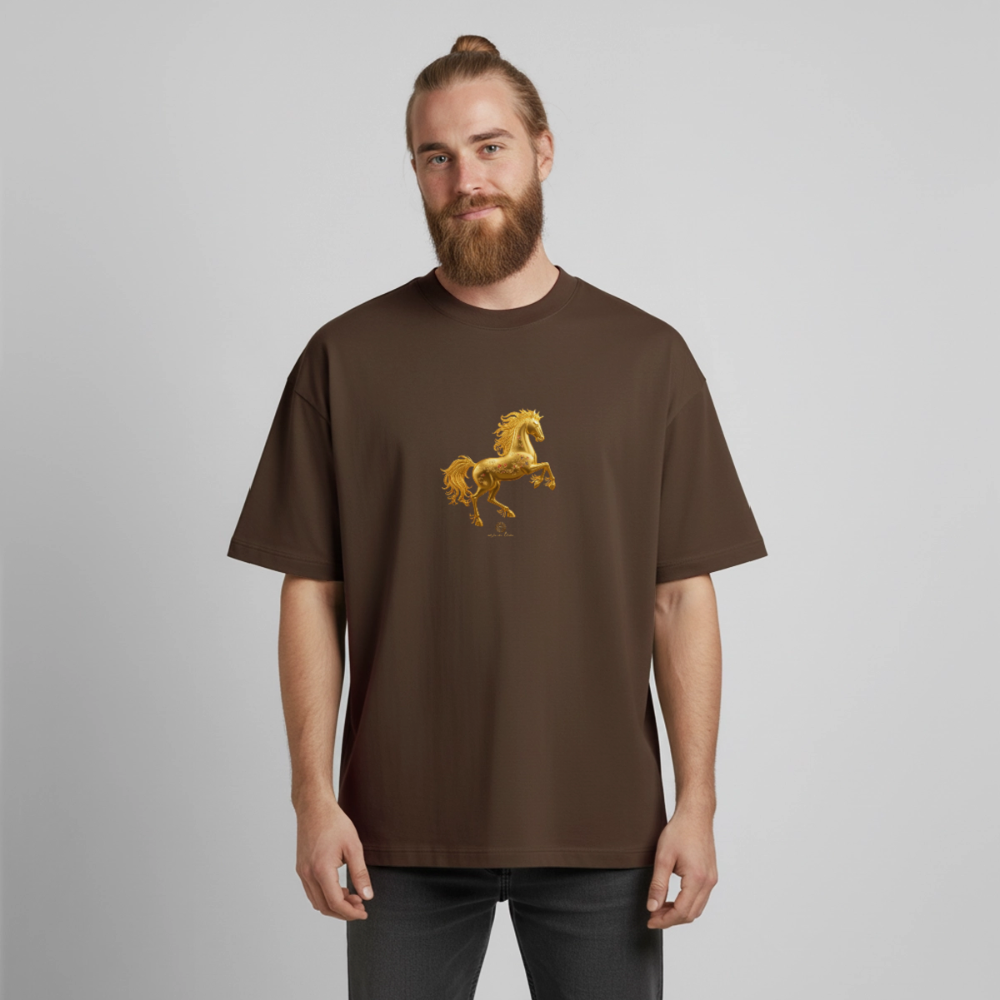 Heavyweight Unisex Bio T-Shirt 	"Feuerpferd" - Dunkelbraun