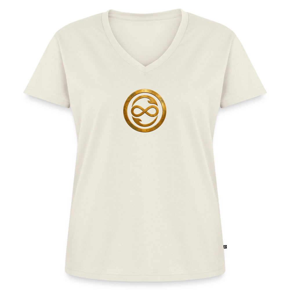 Frauen Bio-T-Shirt mit V-Ausschnitt ANIMA AETERNA - Naturweiß