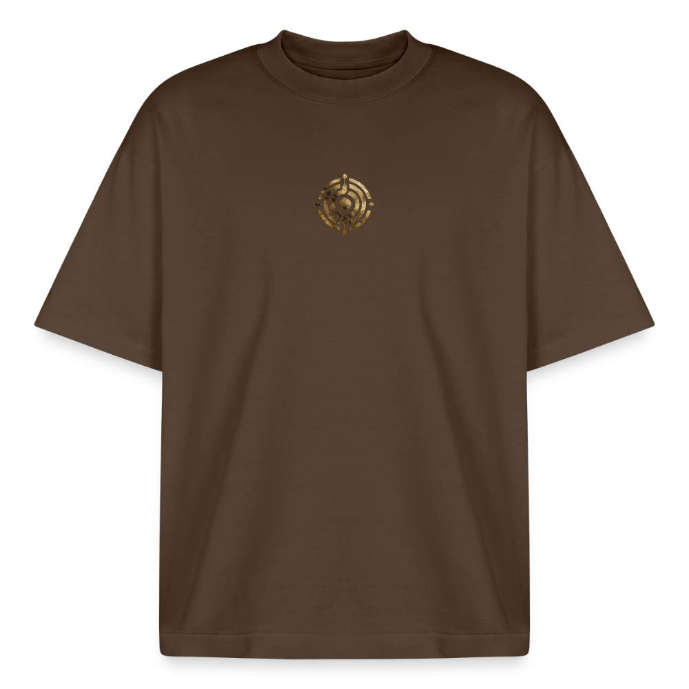 Heavyweight Unisex Bio T-Shirt "Effatá – öffne dich" Rückseite "Die stille Kraft für den inneren Frieden.§ - Dunkelbraun