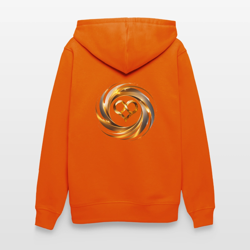 Unisex Bio-Hoodie "ICH BIN" Druck VS / RS - Tieforange