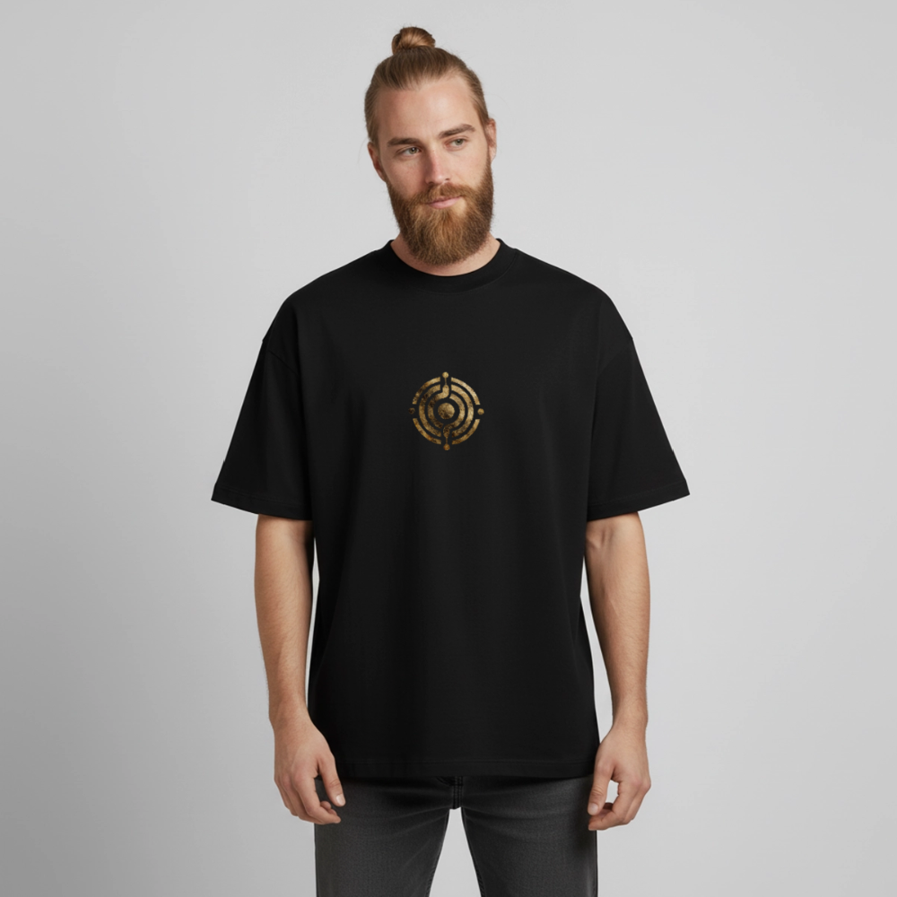 Heavyweight Unisex Bio T-Shirt "Atme Lächle Lausche" - Schwarz