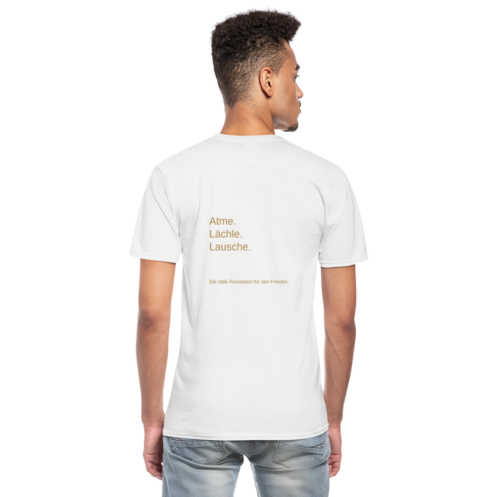 Klassisches Männer-T-Shirt mit V-Ausschnitt Atme - Lächle - Lausche - Weiß