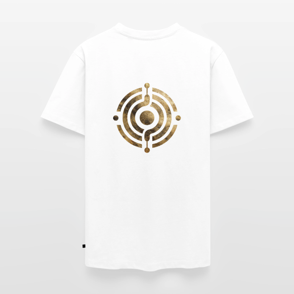 Männer Bio-T-Shirt mit V-Ausschnitt bedruckt vorne & hinten "Effatá – öffne dich." - Weiß