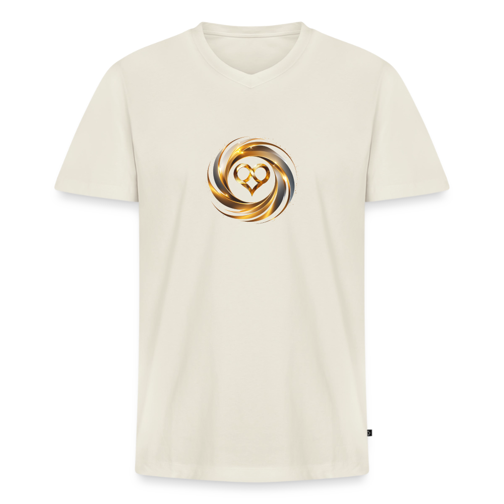 Männer Bio-T-Shirt mit V-Ausschnitt "ICH BIN" - Naturweiß