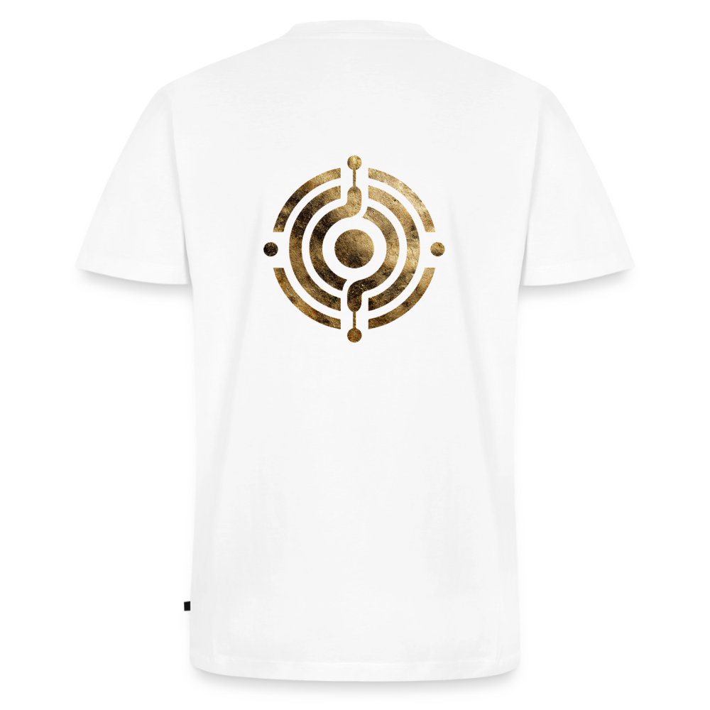 Männer Bio-T-Shirt mit V-Ausschnitt bedruckt vorne & hinten "Effatá – öffne dich." - Weiß