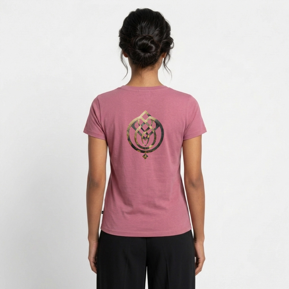 Frauen Bio-T-Shirt mit V-Ausschnitt Anima Soluta – beidseitig bedruck - Mauve
