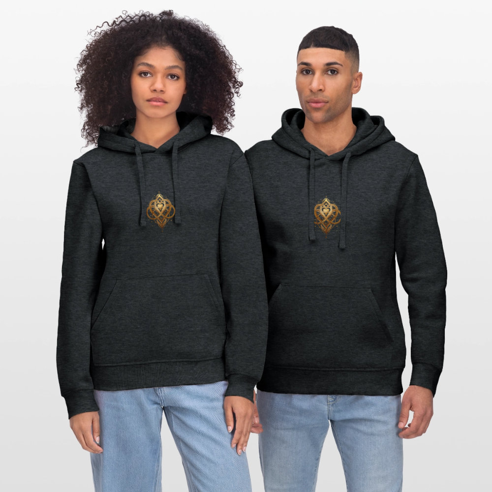 Unisex Bio-Hoodie "Agape" Druck vorne & hinten - Dunkelgrau meliert
