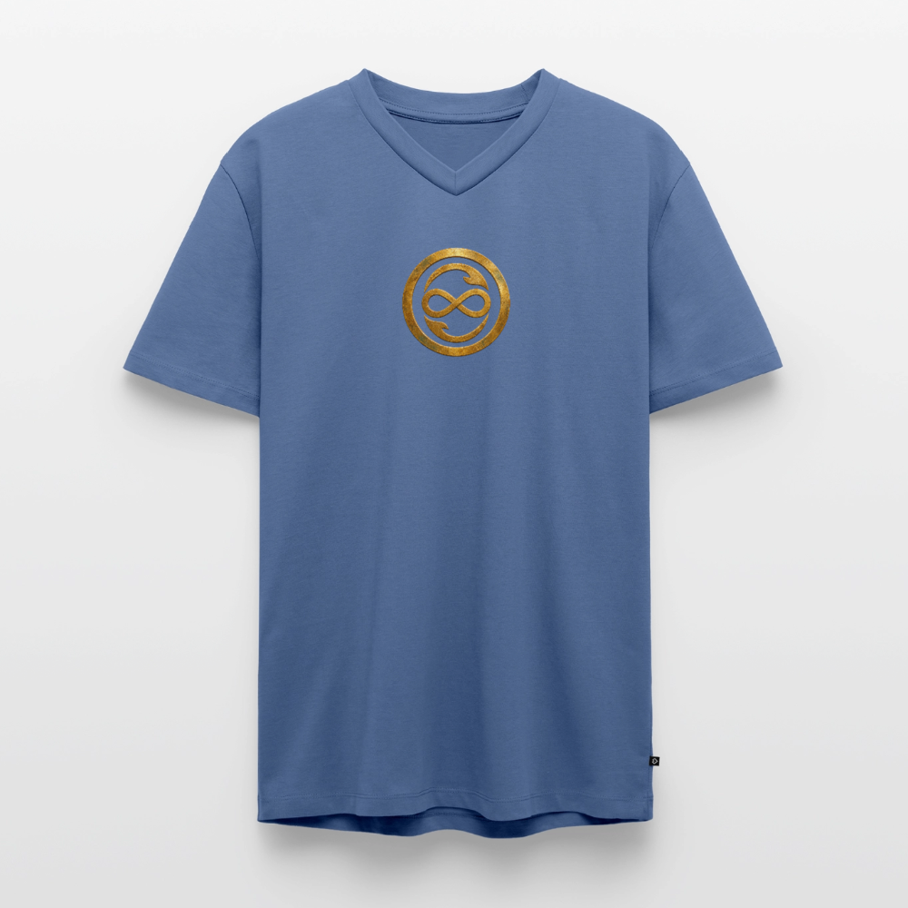 Männer Bio-T-Shirt mit V-Ausschnitt ANIMA AETERNA - Taubenblau