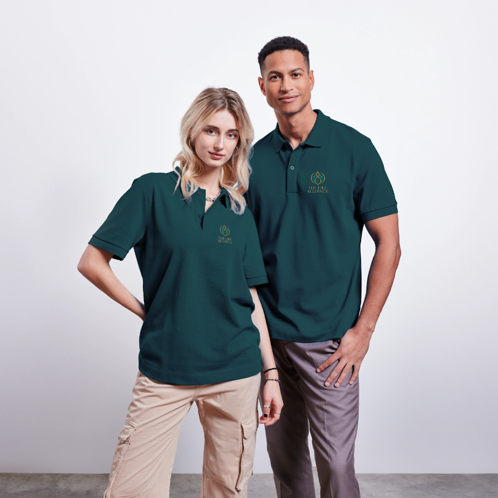Unisex Bio-Poloshirt TLA Wo Verbindung Wirkung Schafft - Dunkles Petrol
