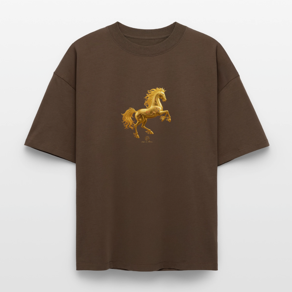 Heavyweight Unisex Bio T-Shirt 	"Feuerpferd" - Dunkelbraun