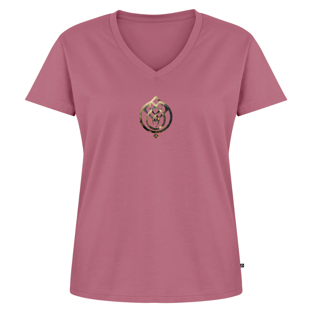 Frauen Bio-T-Shirt mit V-Ausschnitt Anima Soluta – beidseitig bedruck - Mauve