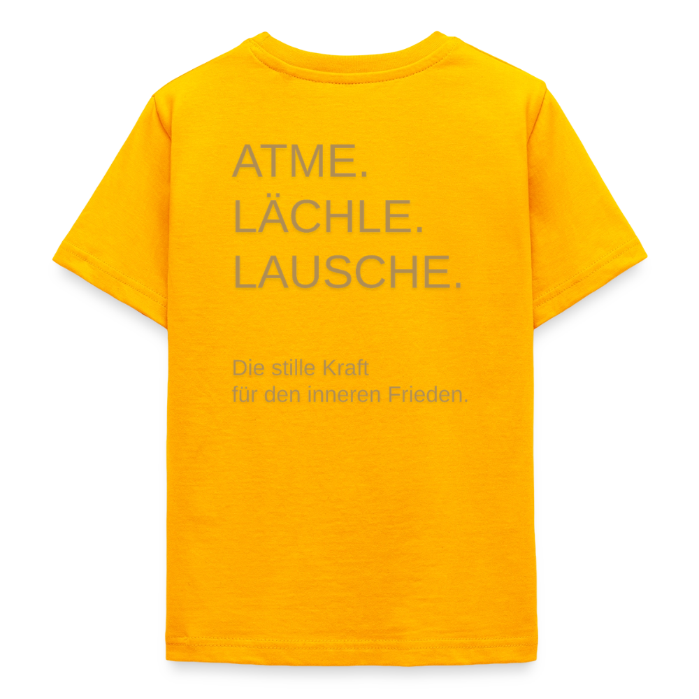 Teenager T-Shirt "Effatá" Rückseite "Die stille Kraft für den inneren Frieden." - Gold