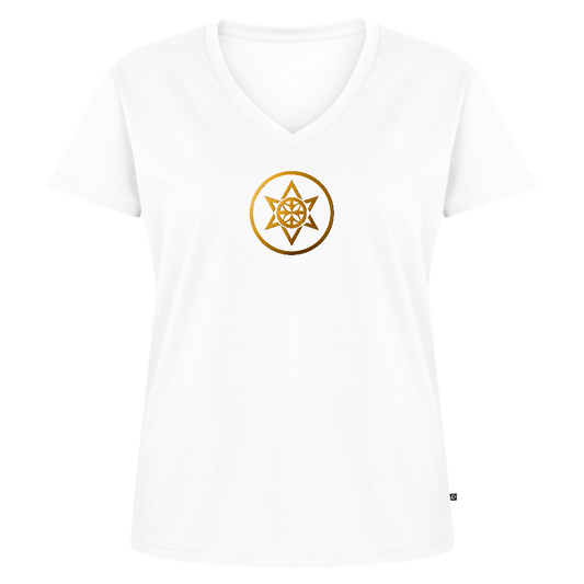 Frauen Bio-T-Shirt mit V-Ausschnitt "Wandel" - Weiß