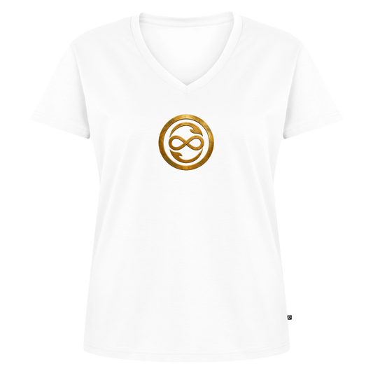Frauen Bio-T-Shirt mit V-Ausschnitt ANIMA AETERNA - Weiß