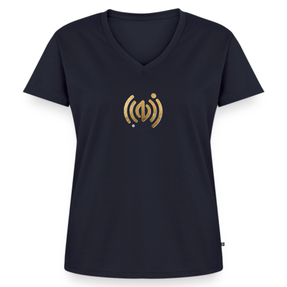 Frauen Bio-T-Shirt mit V-Ausschnitt I welle - Navy