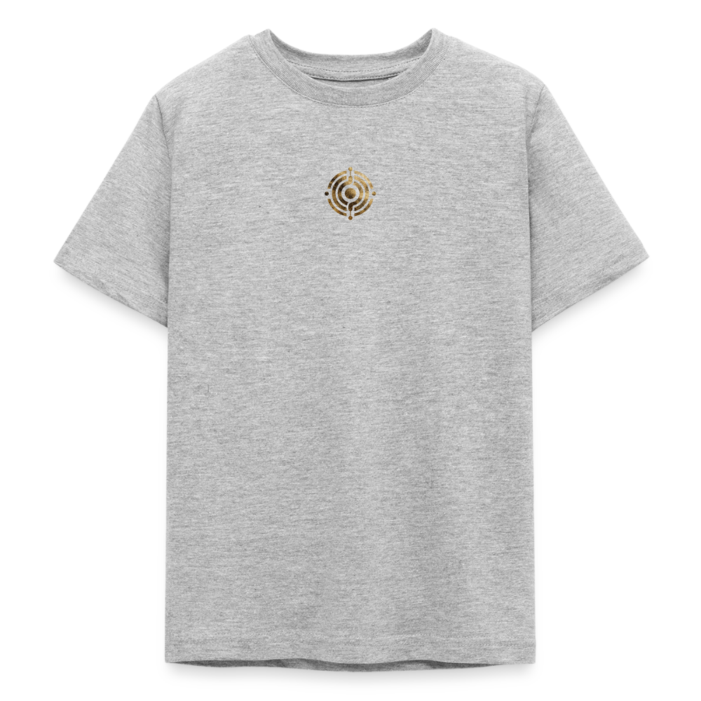 Teenager T-Shirt "Effatá" Rückseite "Die stille Kraft für den inneren Frieden." - Grau meliert