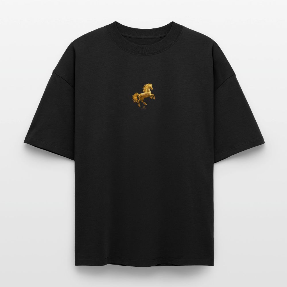 Heavyweight Unisex Bio T-Shirt "Feuerpferd - Schwarz