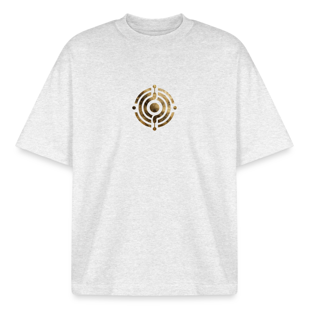 Heavyweight Unisex Bio T-Shirt "Atme Lächle Lausche" - Kühles Grau meliert