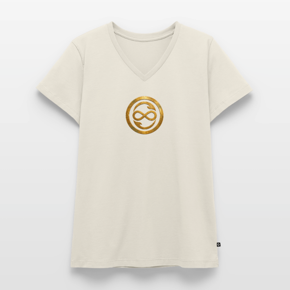 Frauen Bio-T-Shirt mit V-Ausschnitt ANIMA AETERNA - Naturweiß