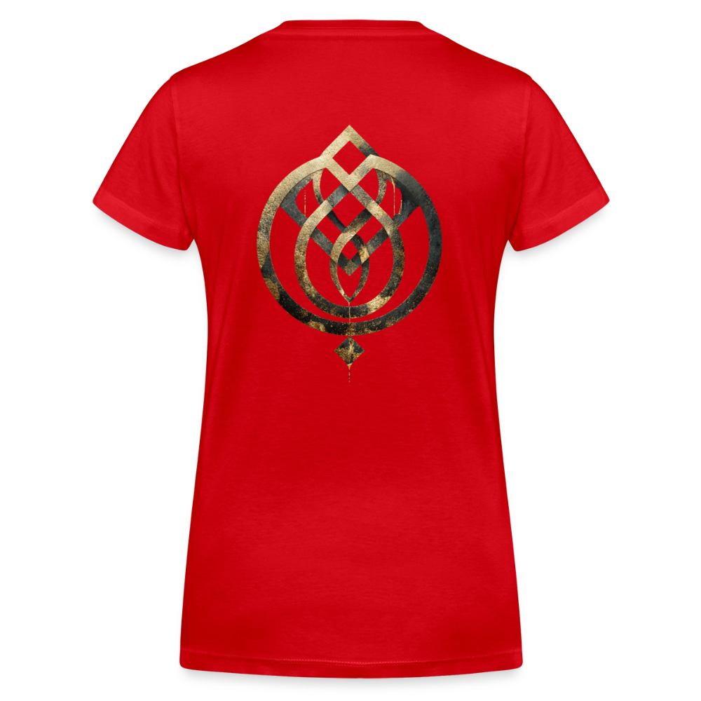 Frauen Bio-T-Shirt mit V-Ausschnitt Anima Soluta – beidseitig bedruck - Rot
