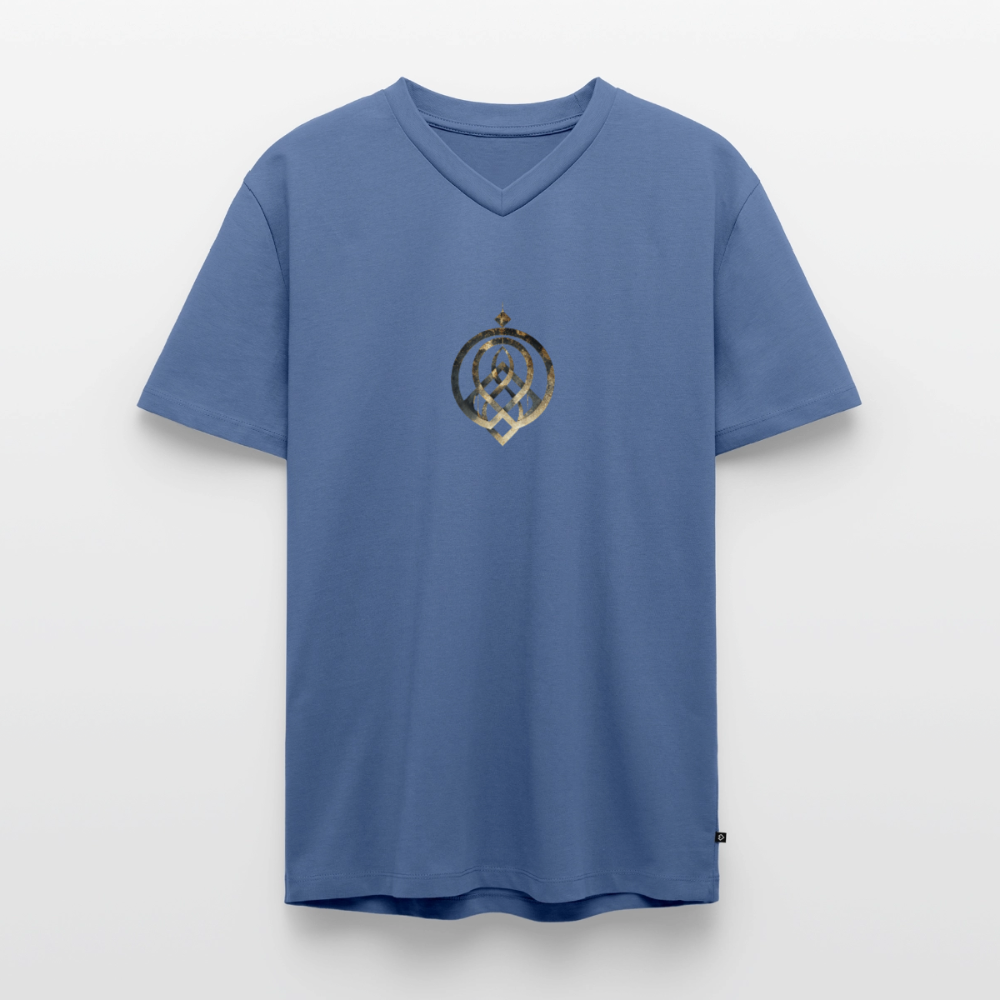 Männer Bio-T-Shirt mit V-Ausschnitt "EFFATÁ" - Taubenblau