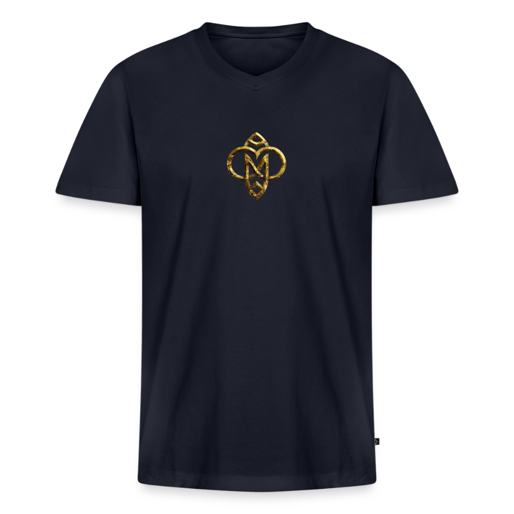 Männer Bio-T-Shirt mit V-Ausschnitt "Höchste Monade" - Navy