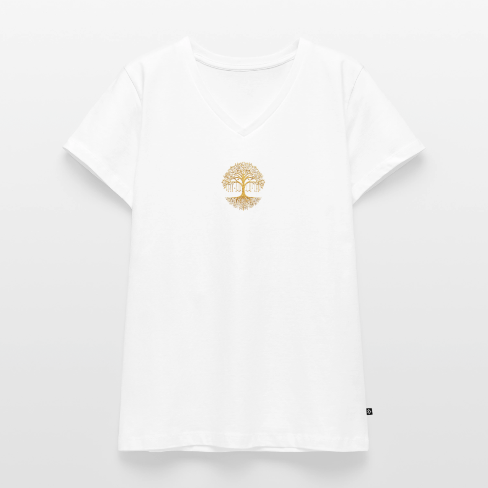 Frauen Bio-T-Shirt mit V-Ausschnitt  Weltenbaum - Weiß