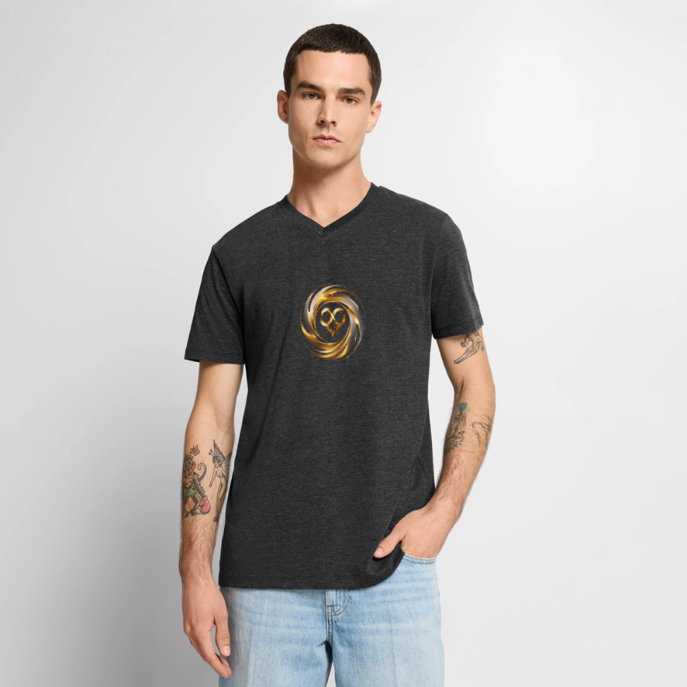Männer Bio-T-Shirt mit V-Ausschnitt "ICH BIN" - Anthrazit meliert