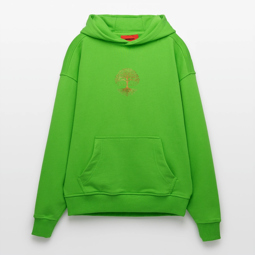 Heavyweight Oversized Organic Hoodie "Weltenbaum"  Made in EU - Apple Neon
