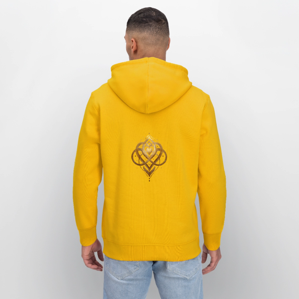 Unisex Bio-Hoodie "Agape" Druck vorne & hinten - Spektralgelb