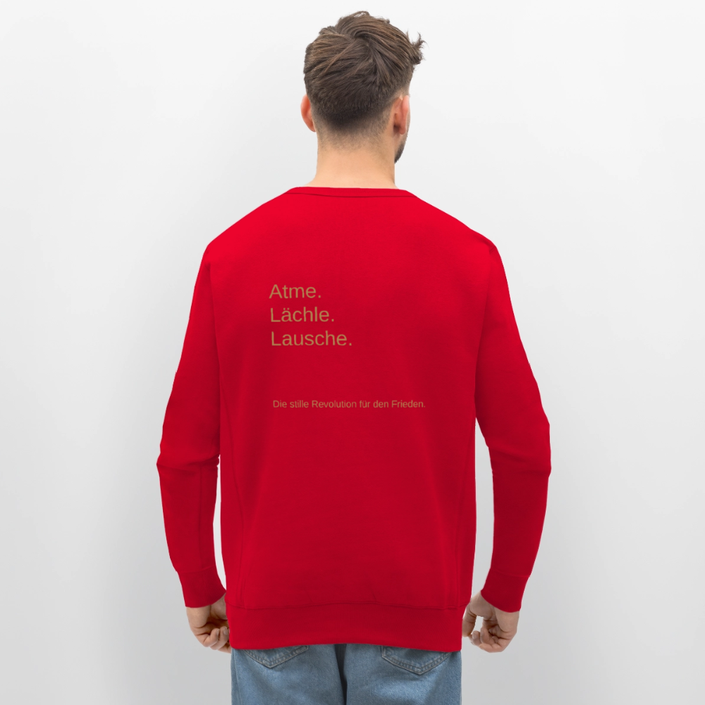 Unisex Bio-Sweatshirt "Atme Lächle Lausche" - Rot
