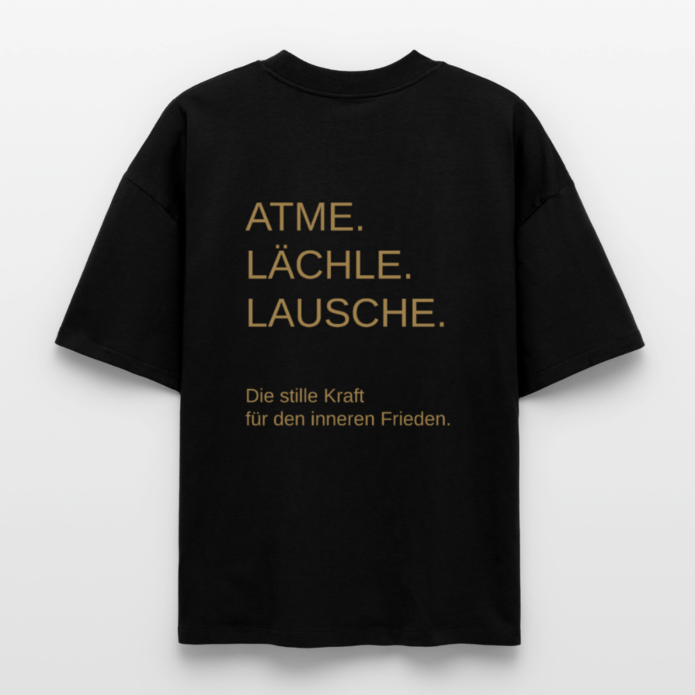 Heavyweight Unisex Bio T-Shirt "Effatá – öffne dich" Rückseite "Die stille Kraft für den inneren Frieden.§ - Schwarz