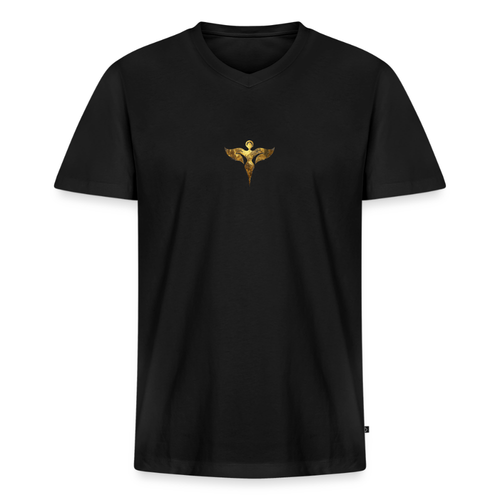 Männer Bio-T-Shirt mit V-Ausschnitt "Gaia" - Schwarz