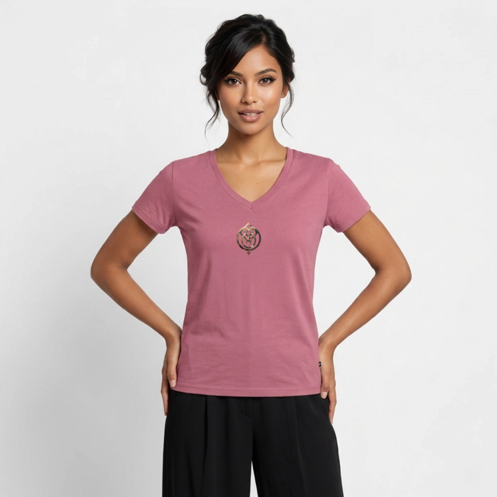Frauen Bio-T-Shirt mit V-Ausschnitt Anima Soluta – beidseitig bedruck - Mauve